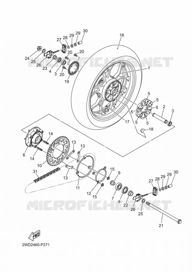 ACHTERWIEL Yamaha MOTO 300 2024 MT  MTN320-A