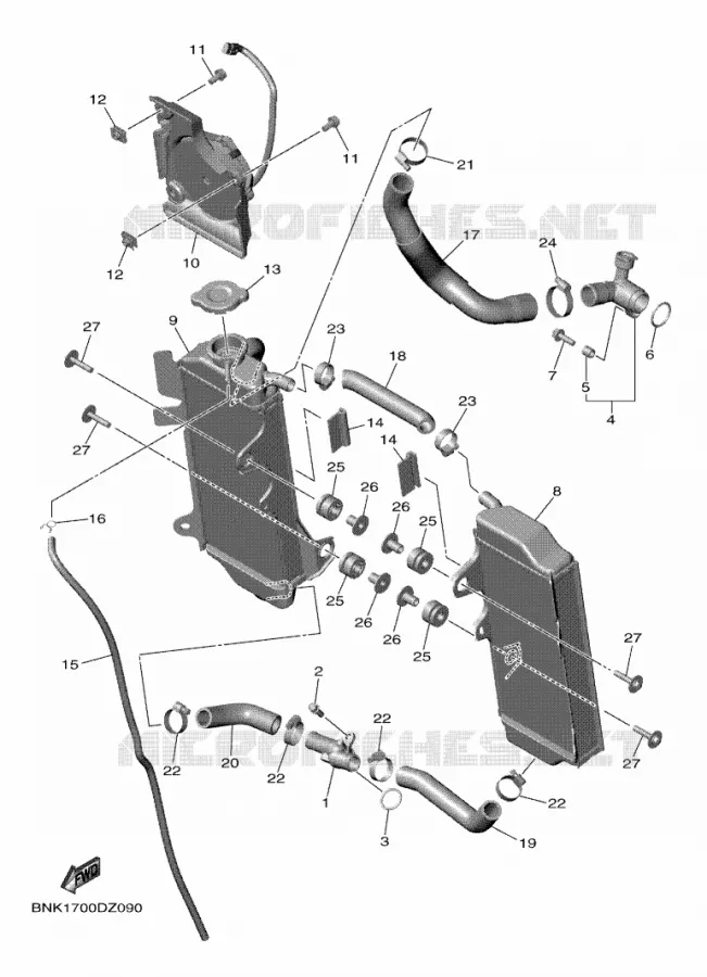 RADIATEUR / SLANG Yamaha MOTO 450 2024 WRF  WR450F