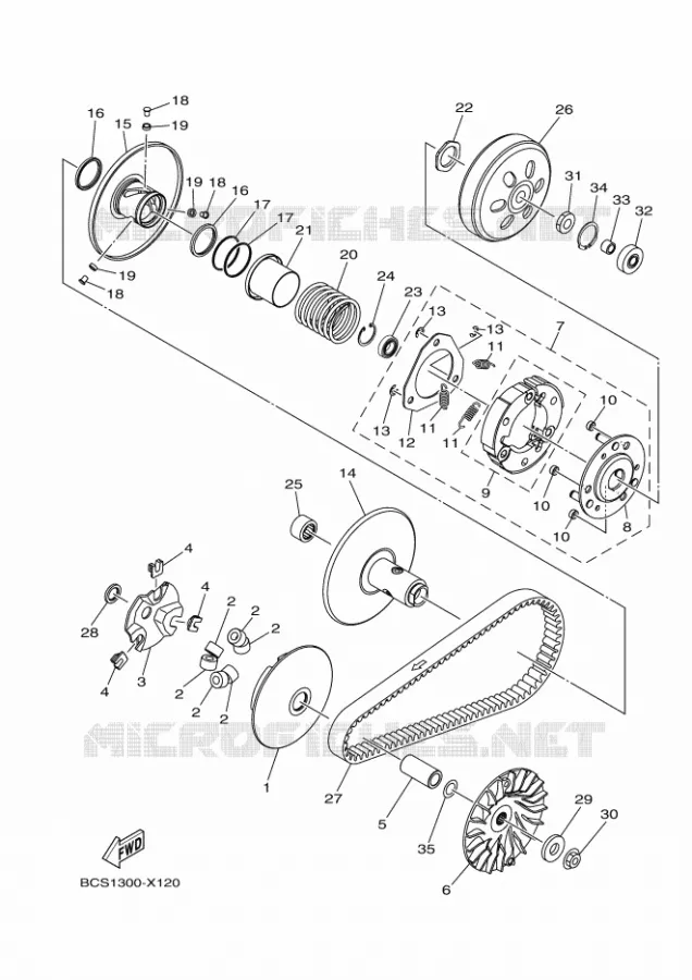 STARTMOTOR KOPPELINGS Yamaha SCOOTER 125 2024 TRICITY  MWS125-C
