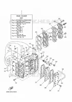 CILINDER / CARTERDELEN voor Yamaha 40V Electric Starter, Remote Control, Manual Tilt, Oil injection, Shaft 20