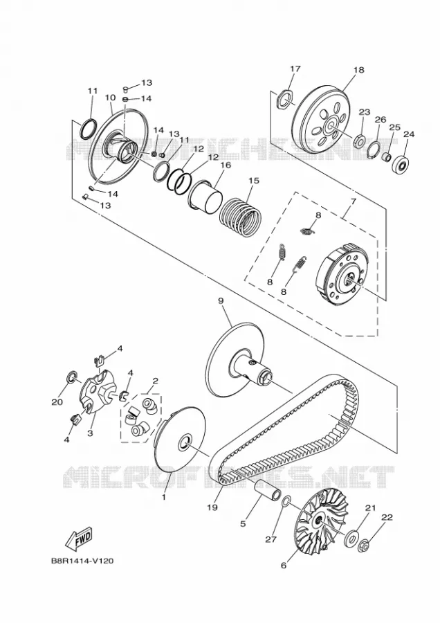 STARTMOTOR KOPPELINGS Yamaha SCOOTER 125 2024 XMAX  YP125RA