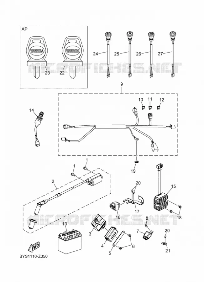 ELECTRISCH 1 Yamaha QUAD 110 2024 RAPTOR  YFM110R