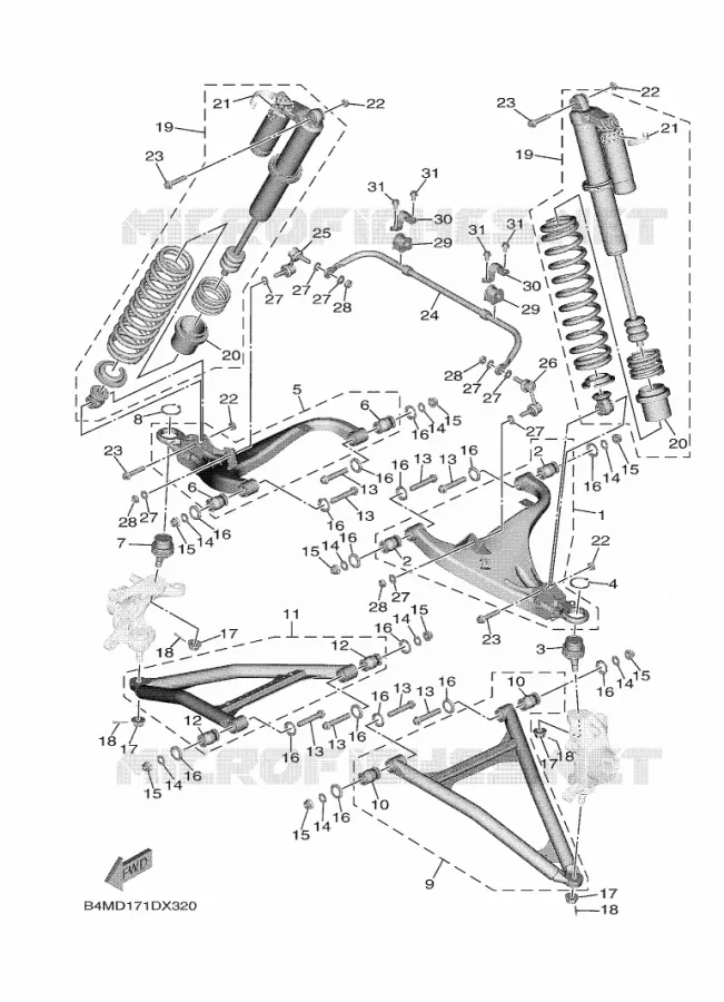 OPHANGING / WIEL VOOR Yamaha SIDE BY SIDE 1000 2024 WOLVERINE  YXE1000EW / YX10ERPAR