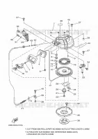 KICKSTART PEDALEN voor Yamaha 40V Manual Starter, Tiller Handle, Manual Tilt, Oil injection, Shaft 20