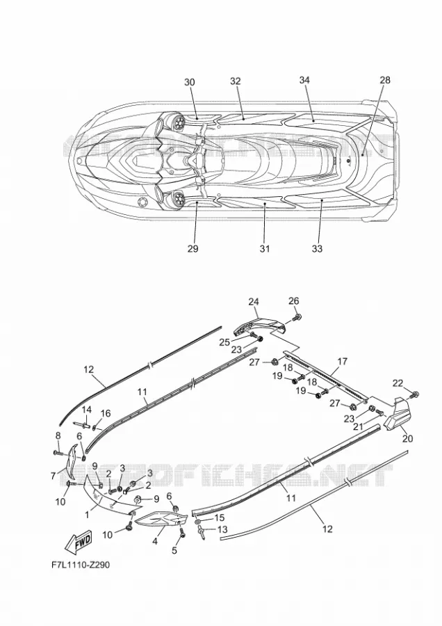 GUNWALE & MAT Yamaha WAVERUNNER 1900 2024 GP  GP1900A-A