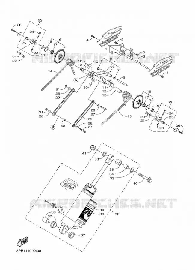 SPOOR OPHANGING 4 Yamaha snowmobiles 1000 2024 SIDEWINDER  SRS10LGP