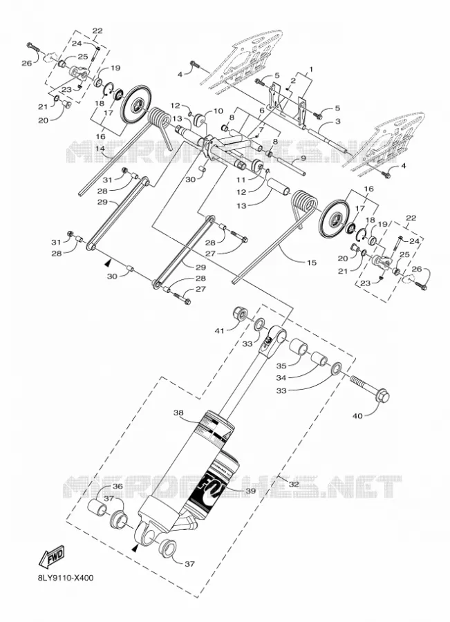 SPOOR OPHANGING 4 Yamaha snowmobiles 1000 2024 SIDEWINDER  SRS10LLP