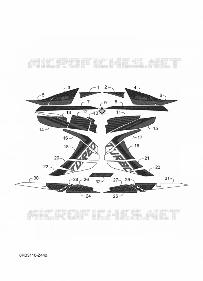 STICKER / LABEL Yamaha snowmobiles 1000 2024 SIDEWINDER  SRS10LLP