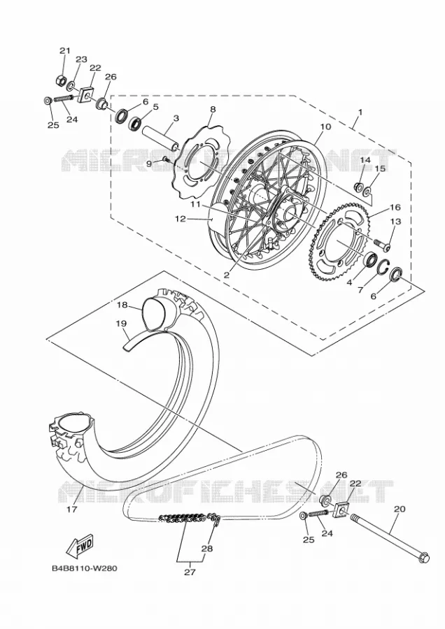 ACHTERWIEL Yamaha MOTO 85 2024 YZ  YZ85LWR