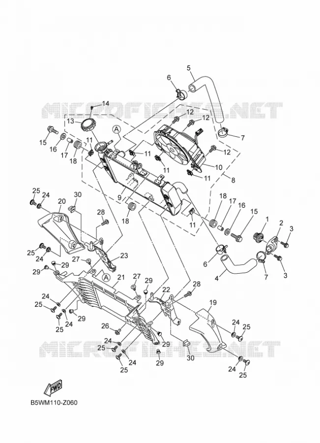 RADIATEUR / SLANG Yamaha MOTO 300 2024 MT  MTN320-A