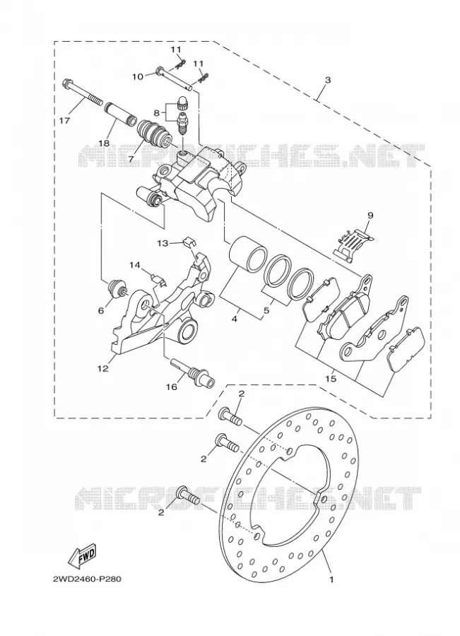 REMKLAUW ACHTER Yamaha MOTO 300 2024 MT  MTN320-A