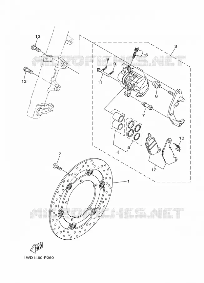REMKLAUW VOOR Yamaha MOTO 300 2024 MT  MTN320-A