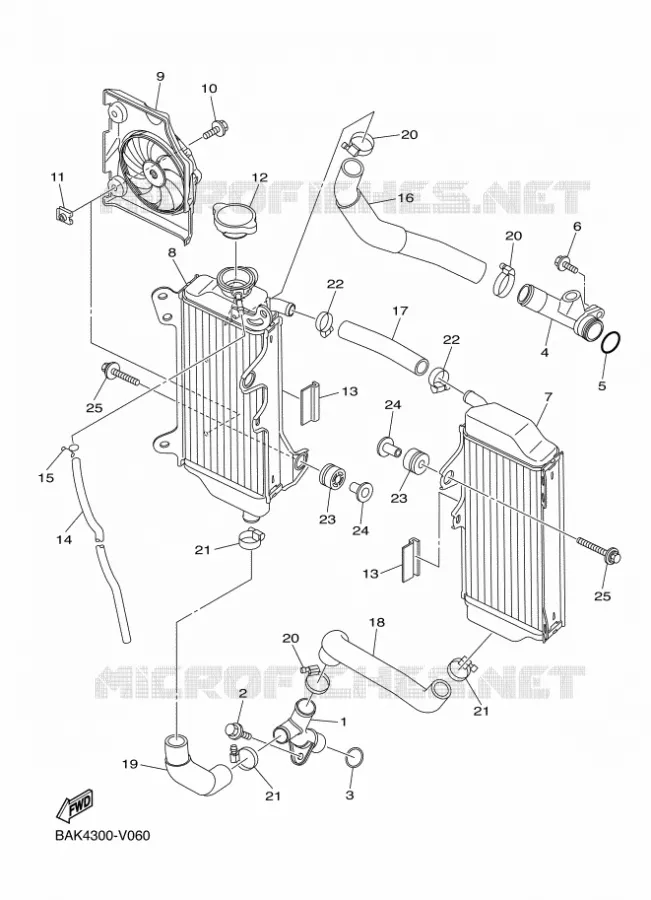 RADIATEUR / SLANG Yamaha MOTO 250 2024 WRF  WR250F