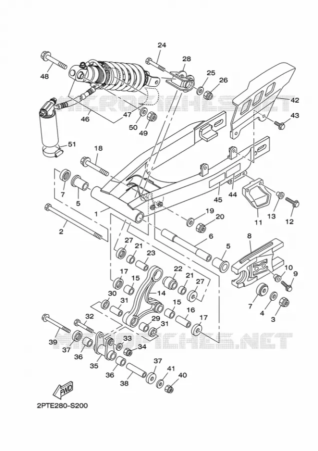 ACHTERBRUG / SCHOKBREKER Yamaha MOTO 125 2024 TTR  TT-R125LER / TT-R125LWE