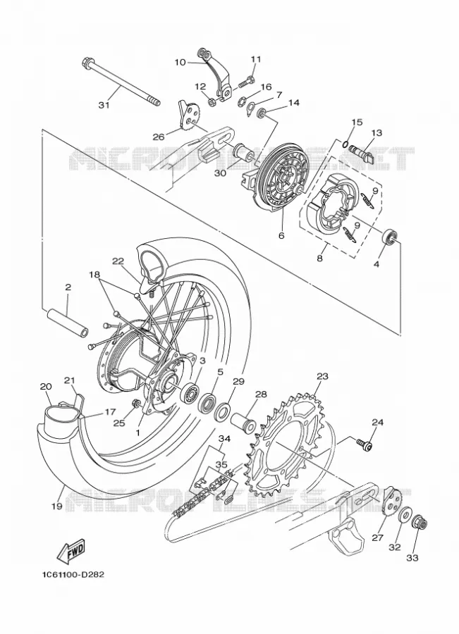 ACHTERWIEL Yamaha MOTO 230 2024 TTR  TT-R230R