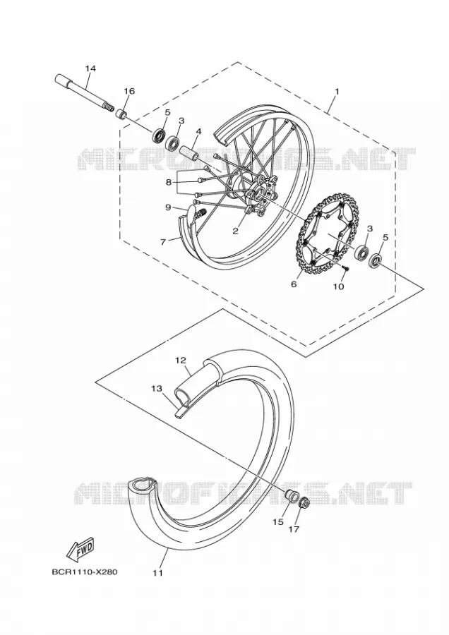 VOORWIEL Yamaha MOTO 250 2023 YZ  YZ250XP
