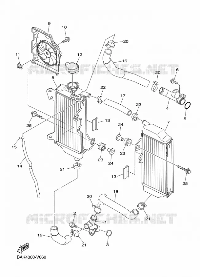 RADIATEUR / SLANG Yamaha MOTO 250 2022 WRF  WR250FN