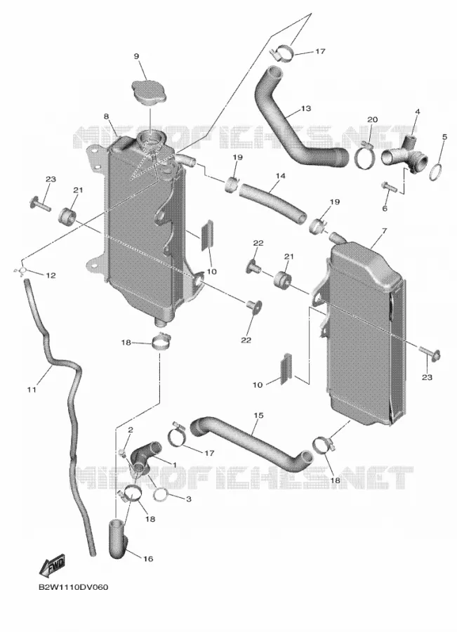 RADIATEUR / SLANG Yamaha MOTO 450 2021 YZF  YZ450FMX