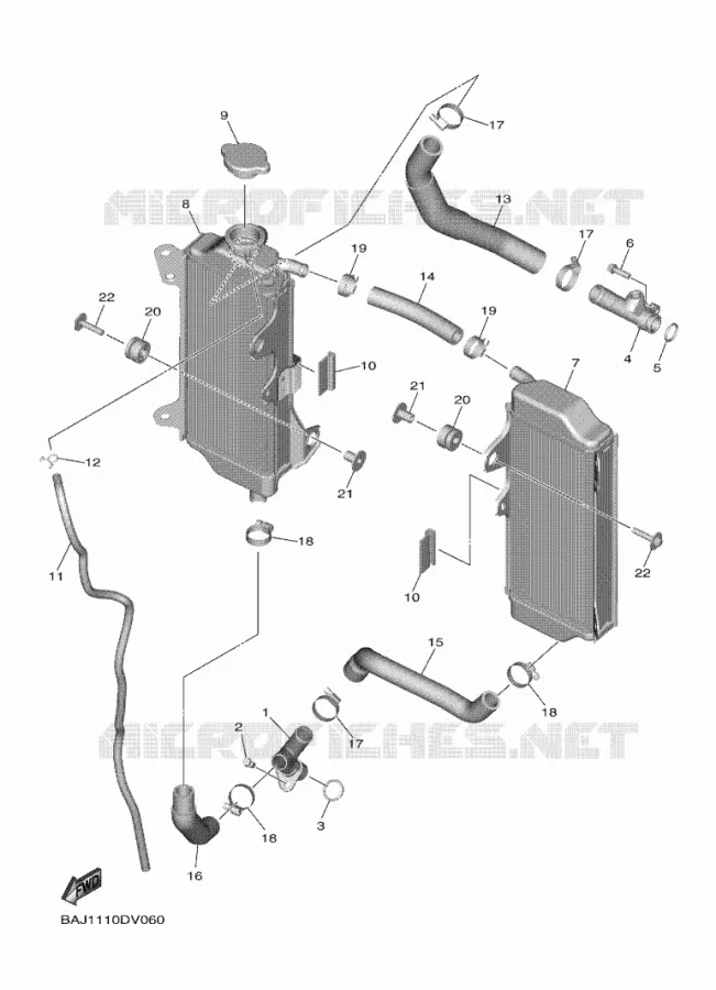 RADIATEUR / SLANG Yamaha MOTO 250 2021 YZF  YZ250FXML