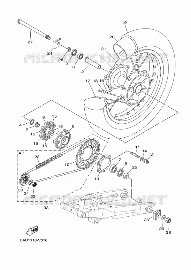 ACHTERWIEL Yamaha MOTO 700 2021 TENERE  XTZ07AM / XTZ690
