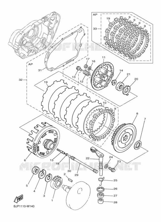 STARTMOTOR KOPPELINGS Yamaha MOTO 250 2021 V-STAR  XV250MB