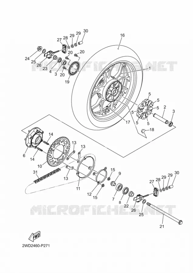 ACHTERWIEL Yamaha MOTO 300 2021 MT  MTN320-A