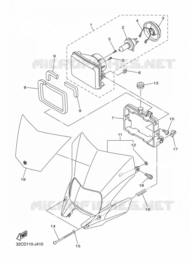 KOPLAMP Yamaha MOTO 250 2020 WRR  WR25RL