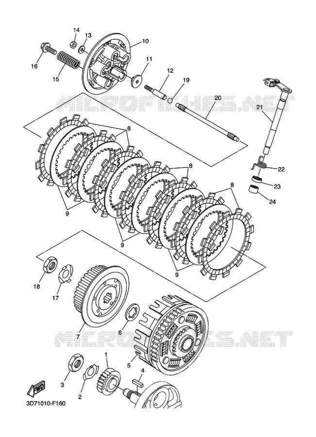 STARTMOTOR KOPPELINGS Yamaha MOTO 250 2020 WRR  WR25RL