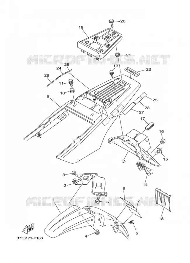 SPATBORD Yamaha MOTO 200 2020 TW  TW200L1 / TW200E