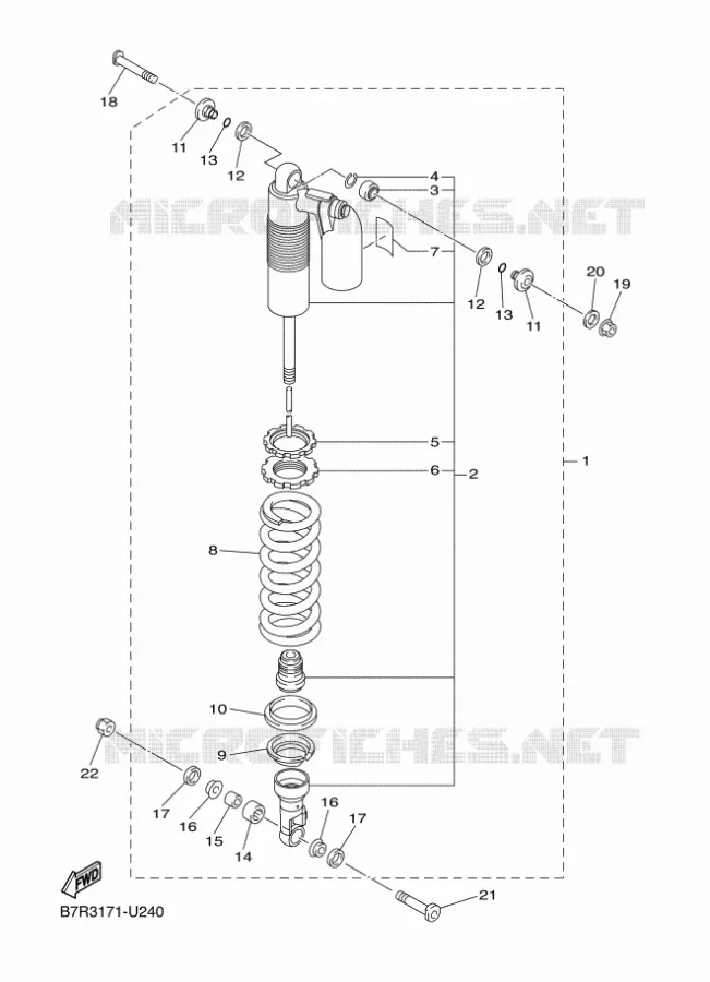 ACHTER SCHOKBREKER Yamaha MOTO 250 2020 WRF  WR250FL