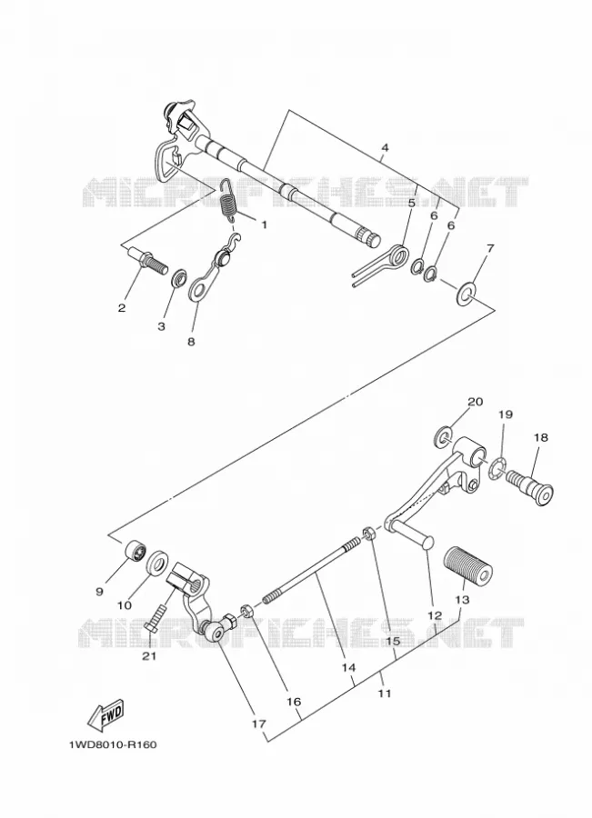 SCHAKEL STANG / PEDAAL Yamaha MOTO 300 2020 R3  YZFR3AL / YZF320-A