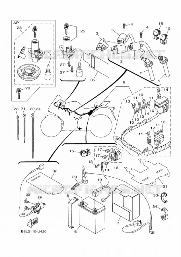 ELECTRISCH 1 Yamaha MOTO 300 2020 R3  YZFR3AL / YZF320-A