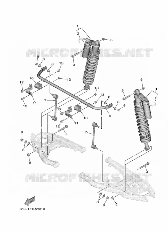 ACHTER SCHOKBREKER Yamaha SIDE BY SIDE 1000 2024 WOLVERINE  YX10FRPSR / YXF1000EWS