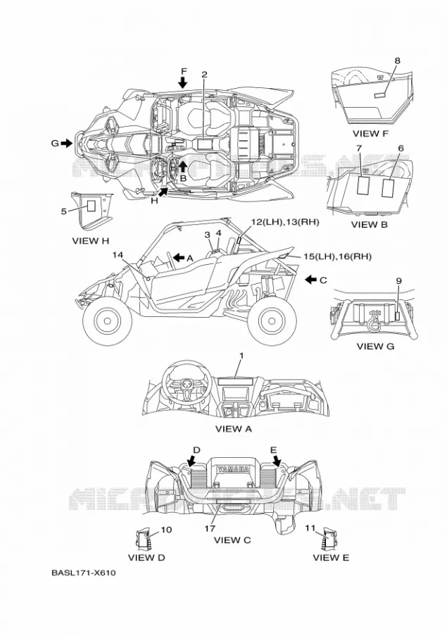 STICKER / LABEL 1 Yamaha SIDE BY SIDE 1000 2024 YXZ  YX10ZXPSR / YXZ1000ETS