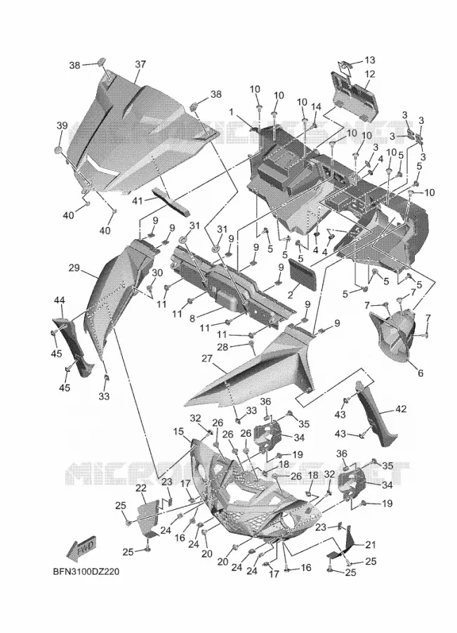 VOORSPATBORD Yamaha SIDE BY SIDE 1000 2024 WOLVERINE  YX10EPAR / YXE1000EN