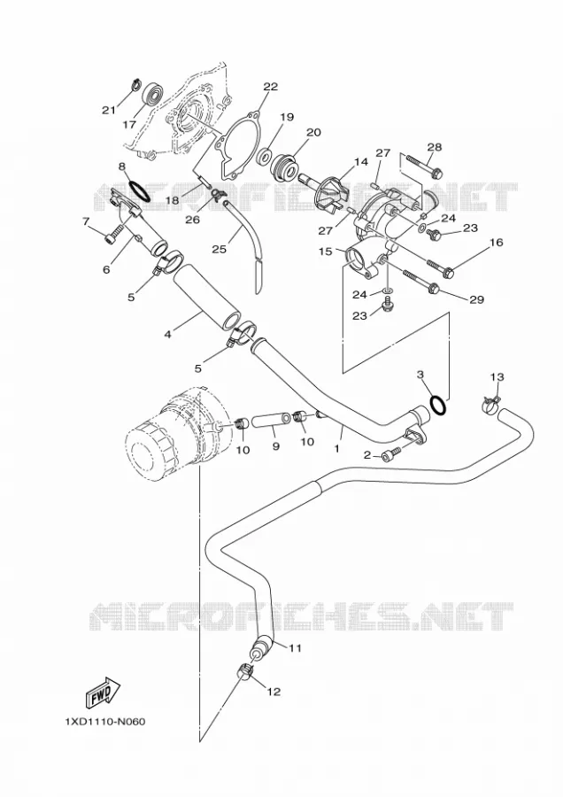 WATERPOMP / SLANGEN Yamaha SIDE BY SIDE 700 2024 VIKING  YX70MPR / YXM700E