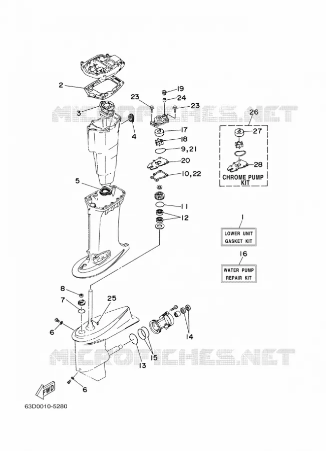 REPARATIESET 2 Yamaha OUTBOARD ENGINES 40hp (29.4kW) 2014 40  40VMHOL