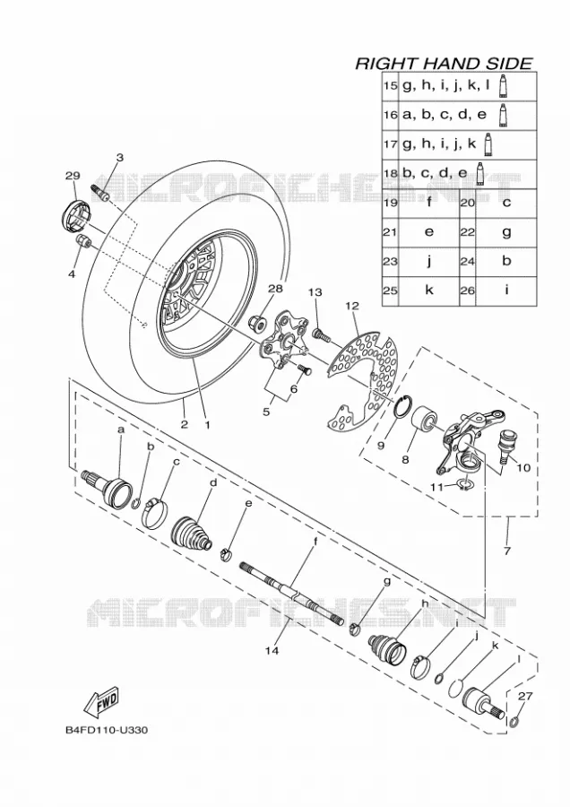 WIEL VOOR 2 Yamaha QUAD 700 2024 GRIZZLY  YF70GPAR / YFM700FWAD