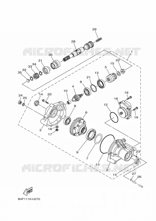 DIFFERENTIEEL VOOR Yamaha QUAD 700 2024 GRIZZLY  YF70GPSR / YFM700FWAD