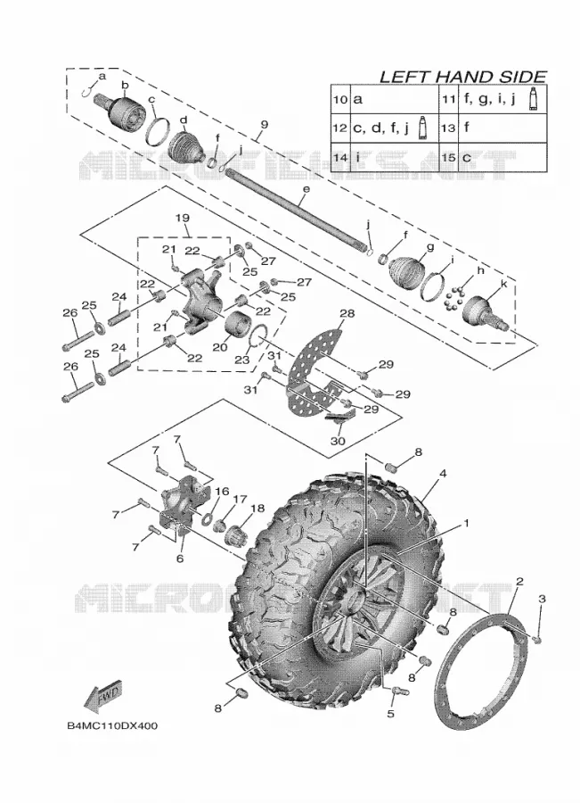 ACHTERWIEL Yamaha SIDE BY SIDE 1000 2024 WOLVERINE  YX10ERPSR / YXE1000EWS