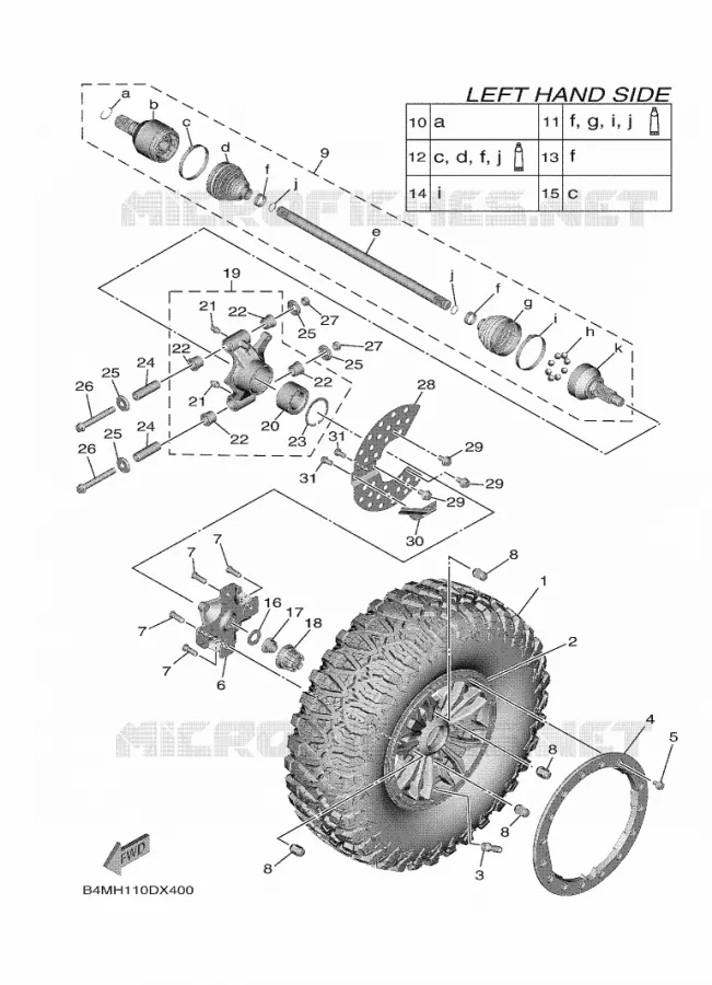 ACHTERWIEL Yamaha SIDE BY SIDE 1000 2024 WOLVERINE  YX10ERPSR / YXE1000EWS