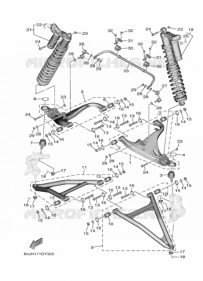 OPHANGING / WIEL VOOR Yamaha SIDE BY SIDE 1000 2023 WOLVERINE  YX10FRPLP / YXF1000EWS