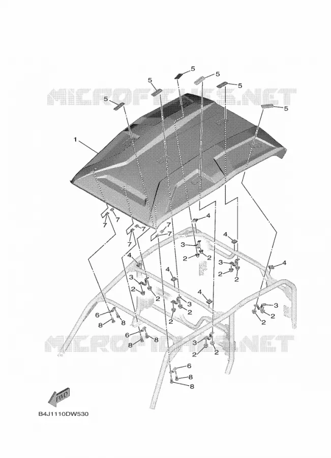 ZONNEKLEP Yamaha SIDE BY SIDE 1000 2023 WOLVERINE  YX10FRPSP / YXF1000EWS