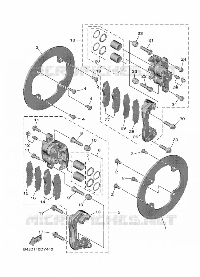 REMKLAUW ACHTER Yamaha SIDE BY SIDE 1000 2023 WOLVERINE  YX10FRPSP / YXF1000EWS