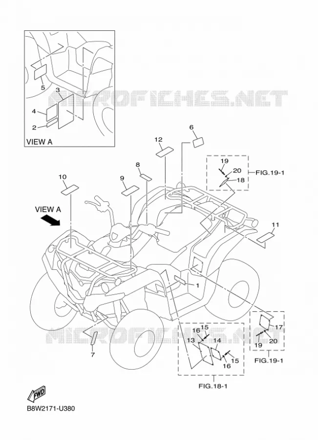 STICKER / LABEL 1 Yamaha QUAD 90 2023 GRIZZLY  YF09GP / YFM90