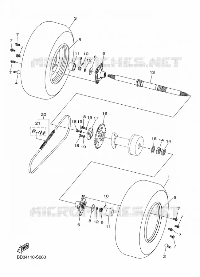 ACHTERAS / WIEL Yamaha QUAD 90 2023 RAPTOR  YF09RP / YFM90R