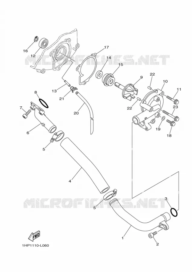WATERPOMP / SLANGEN Yamaha QUAD 700 2023 KODIAK  YF70KPAP / YFM700FWBD