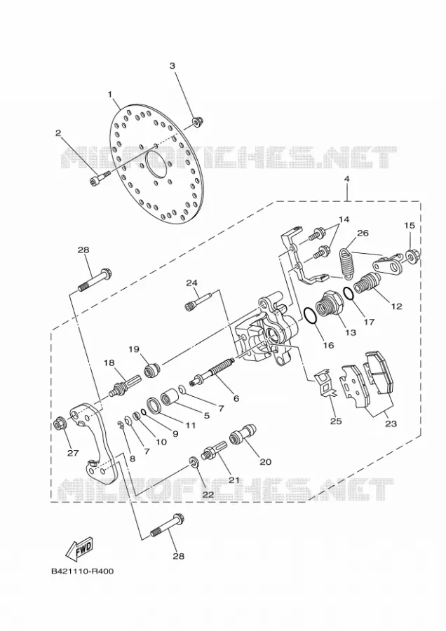 REMKLAUW ACHTER 2 Yamaha SIDE BY SIDE 700 2023 VIKING  YX70CPP / YXC700E