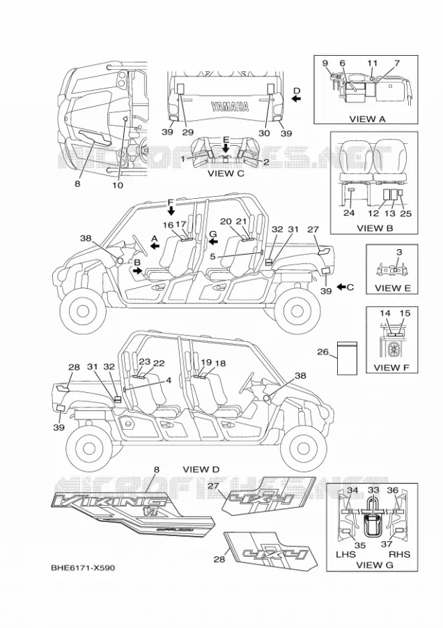 STICKER / LABEL 1 Yamaha SIDE BY SIDE 700 2023 VIKING  YX70CPP / YXC700E
