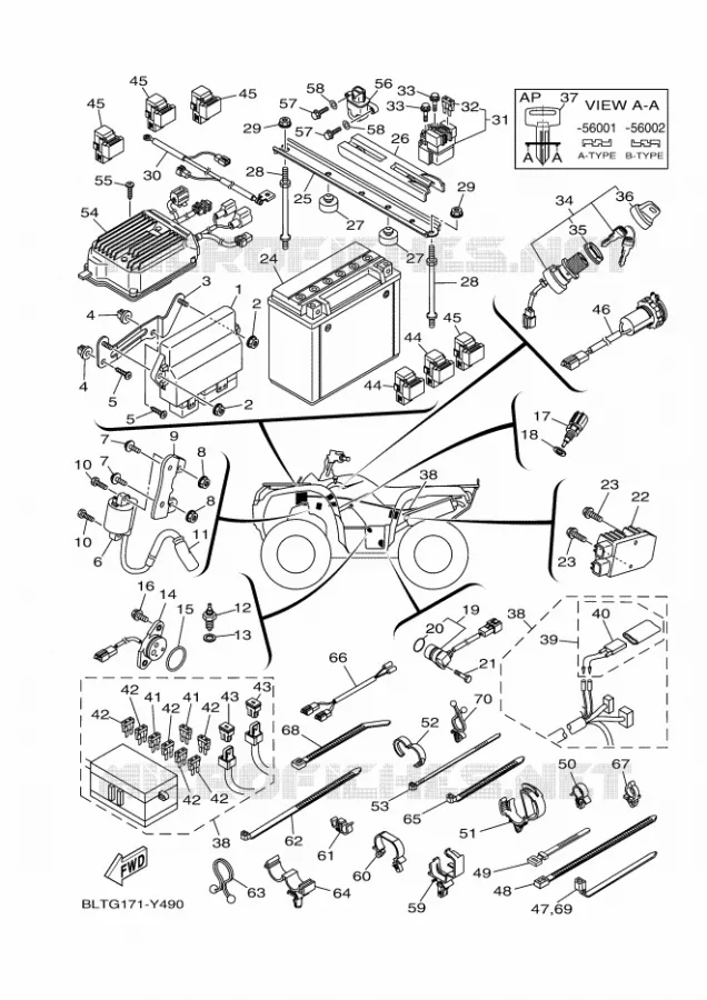 ELECTRISCH 1 Yamaha QUAD 700 2023 GRIZZLY  YF70GPAP / YFM700FWAD